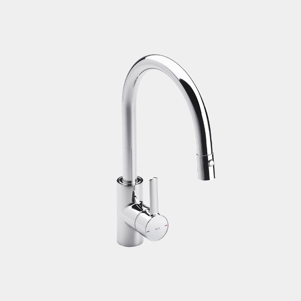 MEZC. FREGADERO TARGA CAÑO CURVO EXTRAIB